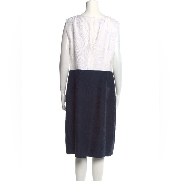 Escada Colorblock Pattern Midi Length Dress, Blue/White 16571 - Picture 3 of 13